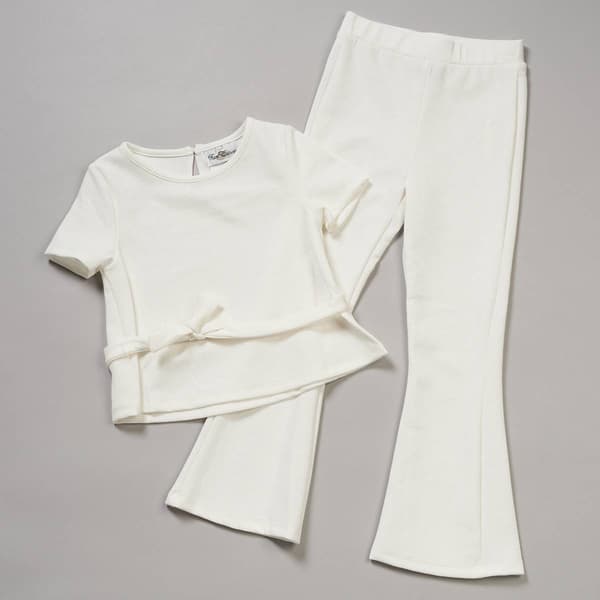 Girls &#40;7-16&#41; Rare Editions Peplum Top with Flare Leggings - image 