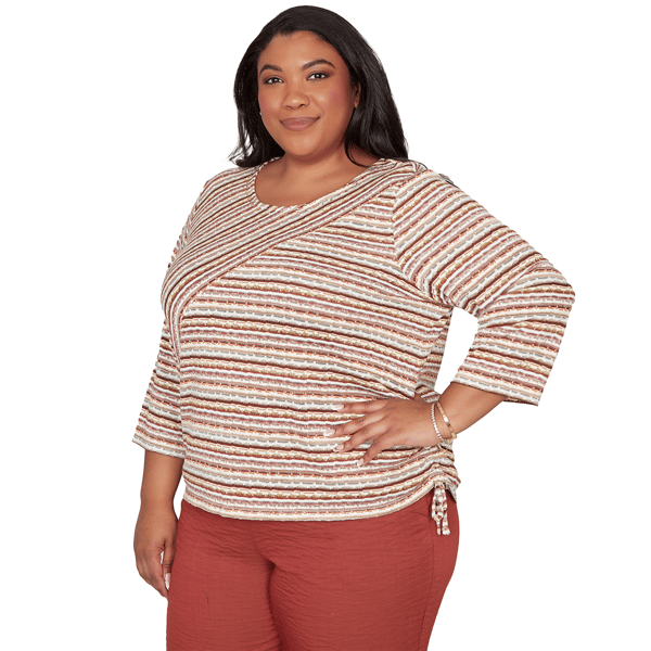 Plus Size Alfred Dunner Spice Market Splice Stripe Ruched Blouse