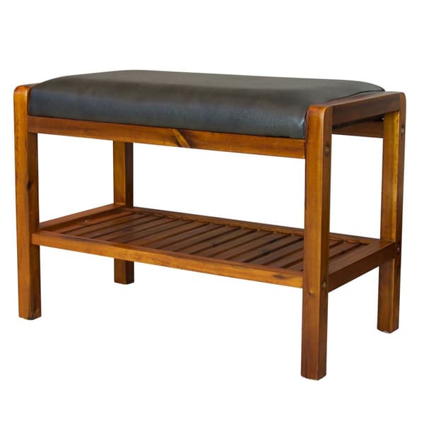 Casual Contemporary Living Solid Acacia Padded Bench - image 