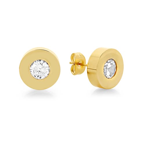 Unisex 18kt. Gold Plated Swarovski(R) Crystal Stud Earrings - image 