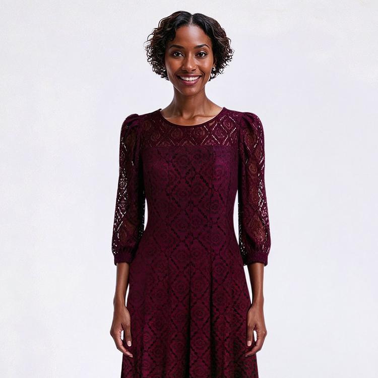 Womens Rabbit Rabbit Rabbit Elbow Puff Sleeve Lace Sheath Dress