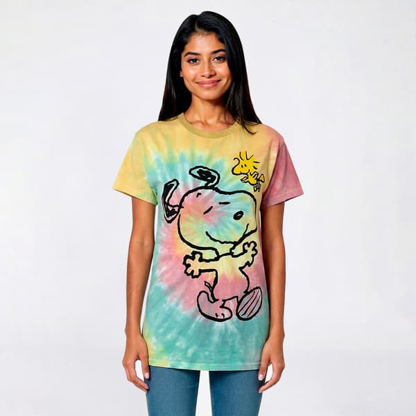 Juniors Hybrid Promotions Snoopy Tie Dye Boyfriend Tee - Multi - image 