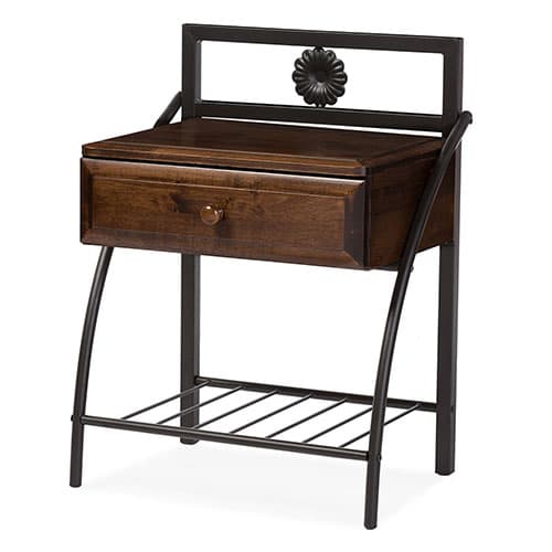 Baxton Studio Jevenci Metal and Walnut Brown Wood Nightstand