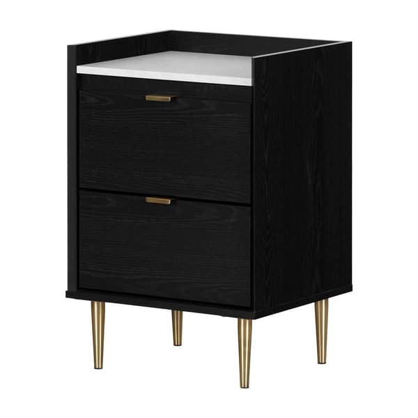 South Shore Hype 2-Drawer Nightstand w/Faux Carrara Marble - image 