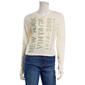 Juniors No Comment Long Sleeve Rib NY Vintage Screen Henley Top - image 1