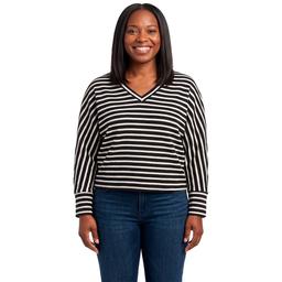 Womens C''est La Vie Long Dolman Sleeve Stripe Tee