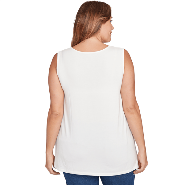 Plus Size Ruby Rd. Indigo Go Floral Embroidery Sleeveless Blouse