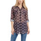 Womens NY Collection 3/4 Sleeve Printed Mesh Tunic Plaid - image 1