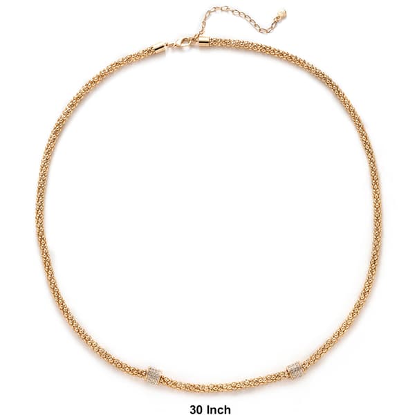 Wearable Art Gold-Tone Popcorn Chain Necklace with Beads