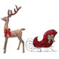 Set of 2 Pre Lit Glitter Buck & Sleigh - image 1