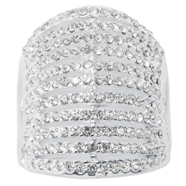 Fine Silver Plated 11 Row Cubic Zirconia Ring - image 
