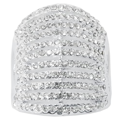 Fine Silver Plated 11 Row Cubic Zirconia Ring - image 