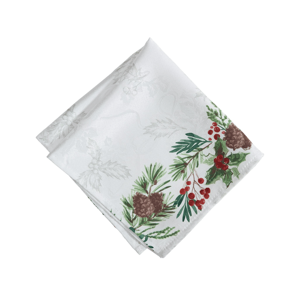 Threadmade Holly Berry Flourish Holiday Fabric Napkins - Set of 4