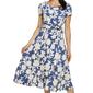 Womens Perceptions Short Sleeve Puff Floral Midi Dress - image 3