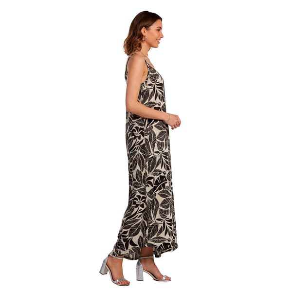Womens Absolutely Famous Sleeveless Leaf Texture Jumpsuit