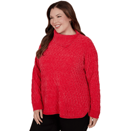 Plus Size Hearts of Palm Wrapped in Rubies Cable Knit Sweater