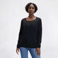 Womens Cable & Gauge Long Sleeve Rhinestone Round Neck Sweater - image 1