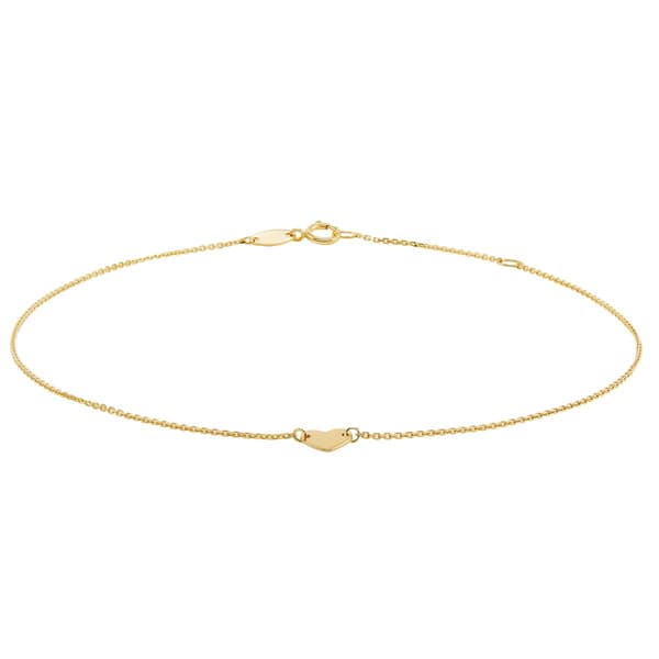Gold Classics&#40;tm&#41; 14kt. Yellow Gold Heart  on Twist Chain Anklet