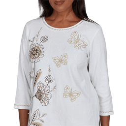 Womens Alfred Dunner Travel Advisory Floral Butterfly Blouse