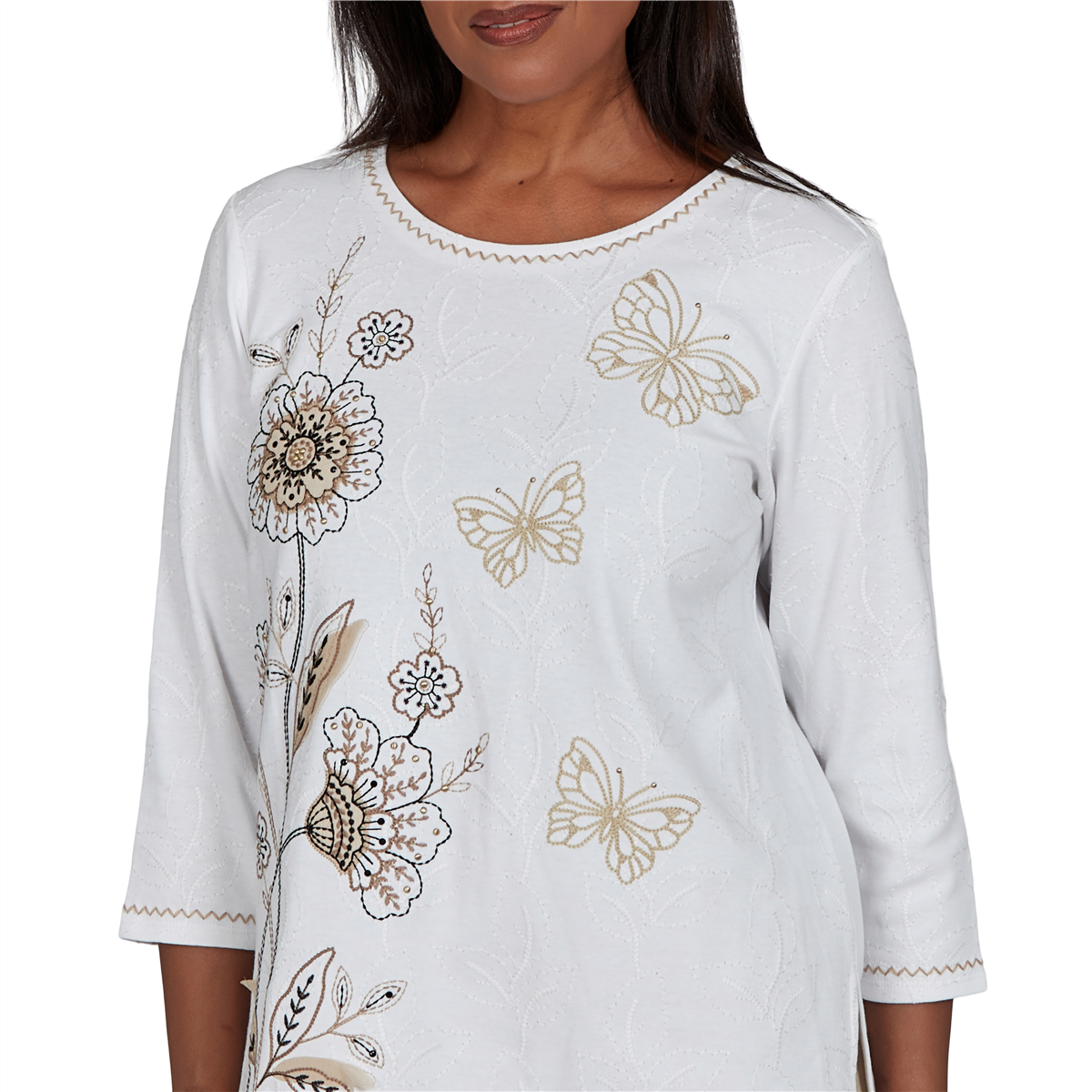 Womens Alfred Dunner Travel Advisory Floral Butterfly Blouse