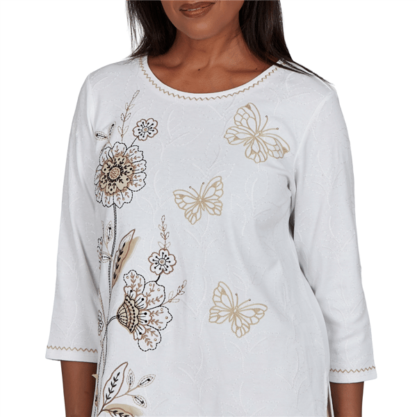 Womens Alfred Dunner Travel Advisory Floral Butterfly Blouse