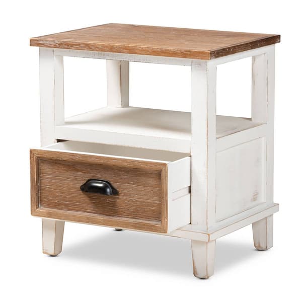 Baxton Studio Glynn Farmhouse Weathered Two-Tone Nightstand