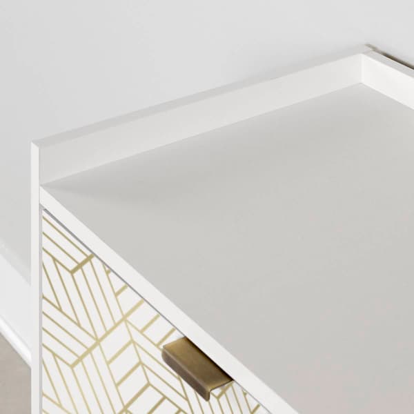 South Shore Maliza White & Gold Geometric Storage Cabinet