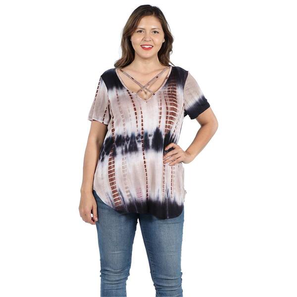 Plus Size 24/7 Comfort Apparel Bohemian Criss Cross Neckline Top - image 