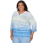 Plus Size Alfred Dunner Caribbean Blues Keyhole Neck Ombre Blouse - image 2