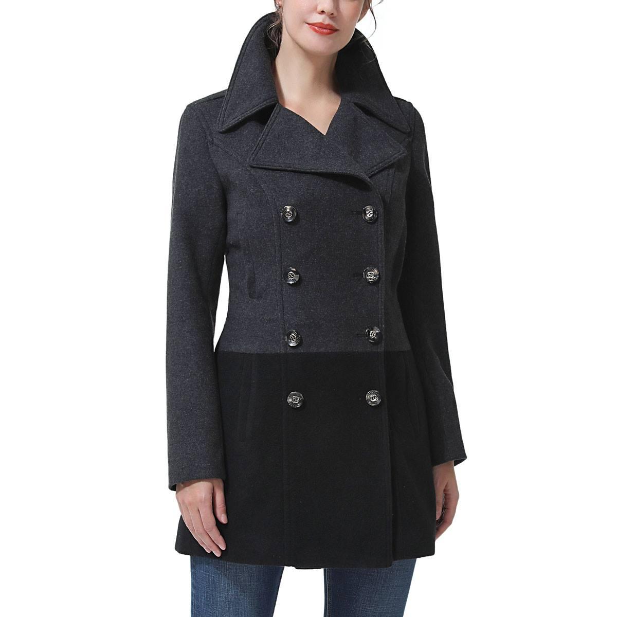 Womens BGSD Color Block Wool Peacoat