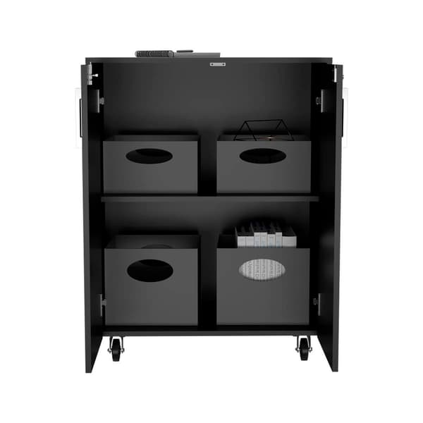 FM FURNITURE Lewis Black Wengue Storage Cabinet Base