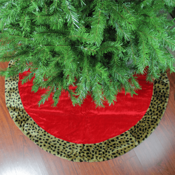 Northlight 48in. Cheetah Print Border Christmas Tree Skirt - image 