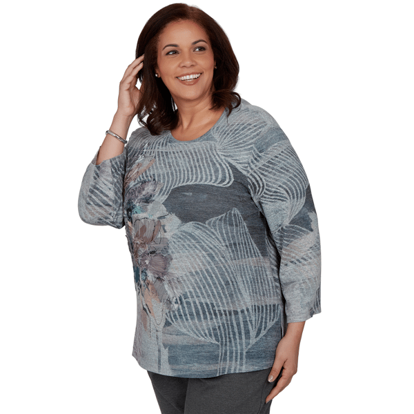Plus Size Alfred Dunner Regent Street Ribbon Floral Blouse