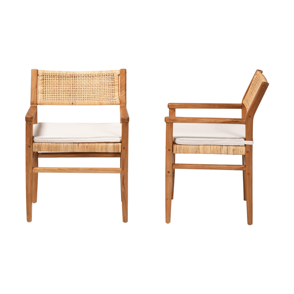 bali & pari Chatura Mahogany Wood 2pc. Dining Armchair Set