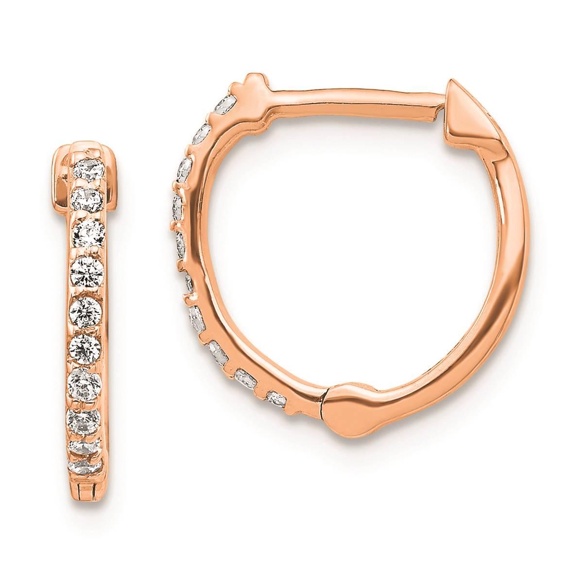 Pure Fire 14kt. Rose Gold 1/5ctw. Diamond Hinged Hoop...