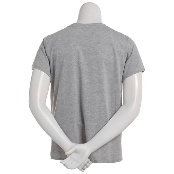 Plus Size Bebe Short Sleeve Tie Front Glitter Logo Tee-Grey