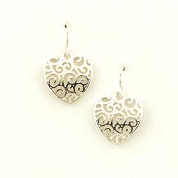 Freedom Nickel Free Silver Scroll Heart Earrings