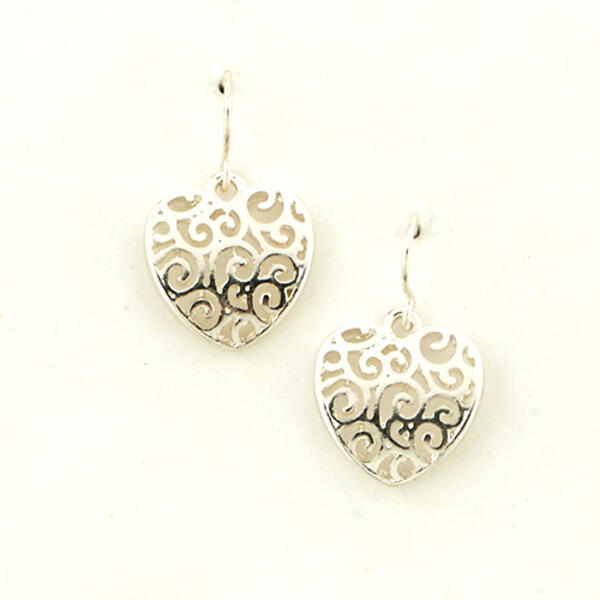 Freedom Nickel Free Silver Scroll Heart Earrings - image 