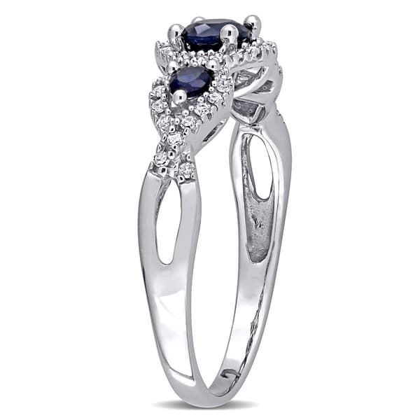 Gemstones Classics™ 10kt. White Gold Sapphire Halo Twist Ring