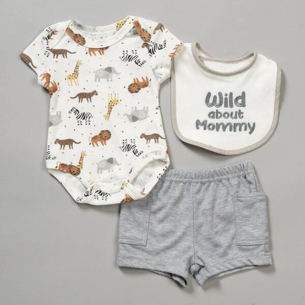Baby Boy &#40;3-9M&#41; Baby Essentials&#40;R&#41; 3pc. Wild About Mommy Shorts Set - image 