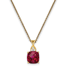 14k Yellow Gold Ruby Diamond Necklace