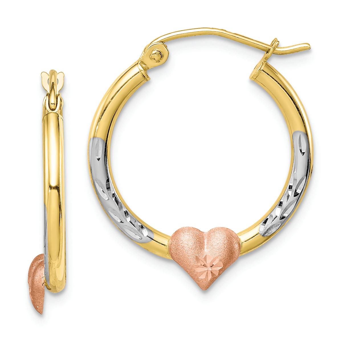 Gold Classics™ 10kt. White Rhodium D/C Heart Hoop Earrings