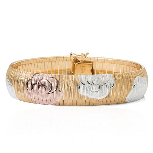 Ellen Tracy Sterling Silver Flower Omega Bracelet - image 