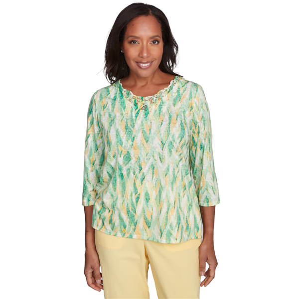 Womens Alfred Dunner Rise & Shine Bright Stroke Blouse - image 