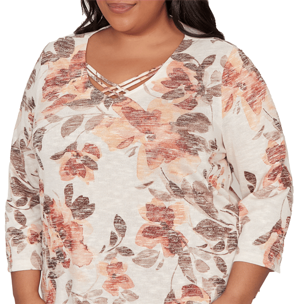 Plus Size Alfred Dunner Spice Market 3/4 Sleeve Floral Blouse