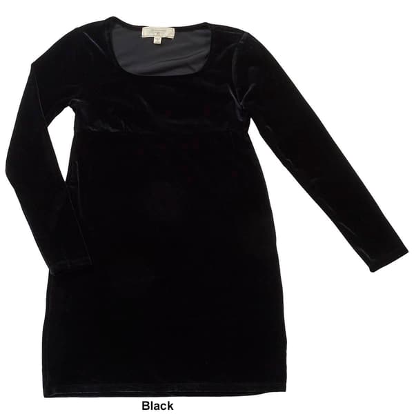Girls &#40;7-16&#41; No Comment Long Sleeve Scoop Neck Velvet Dress