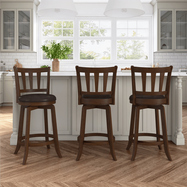 HH2 Home Presque Isle Cherry Wood Counter Height Swivel Stool