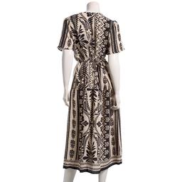 Womens Figueroa & Flower Short Sleeve Leaf V-Neck Midi Dress