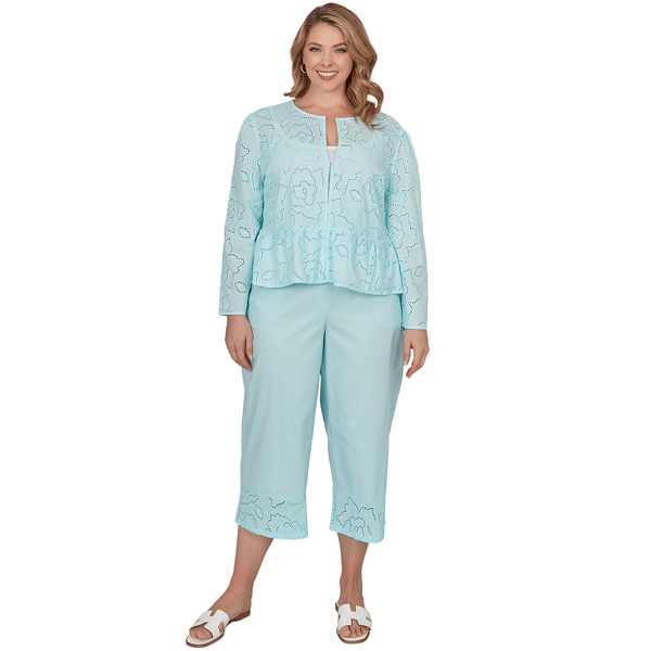 Plus Size Ruby Rd. Renaissance Romance Floral Eyelet Cardigan