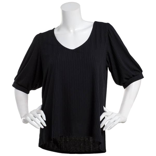 Womens New York Laundry Multi Rib Elbow Puff Sleeve Blouse - image 